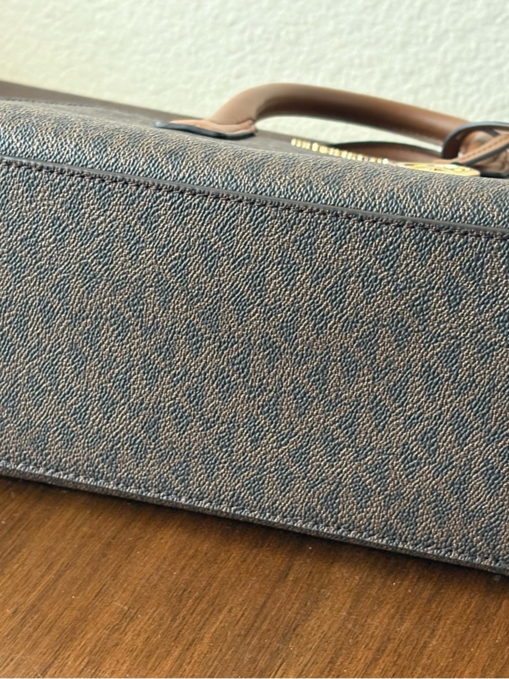 Michael Kors Avril Small Top Zip Signature Brown and Tan Satchel *No Strap - Picture 10 of 10
